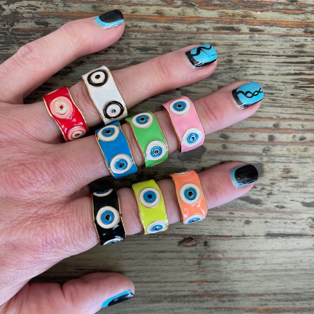 Multicolor Evil Eye Rings, Protect your Energy